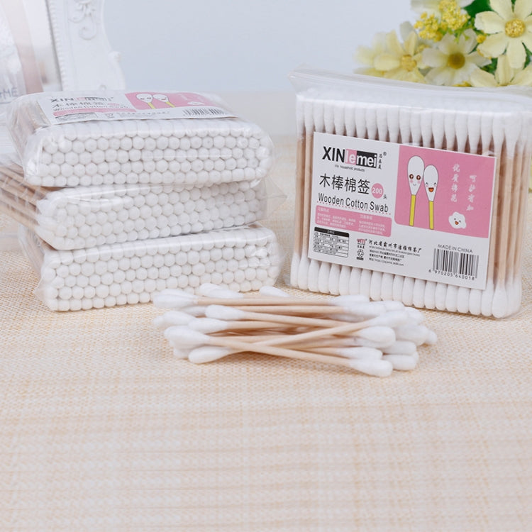 200 PCS / 2 Pack Disposable Double-headed Cotton Swab Portable Cleaning Makeup Tool