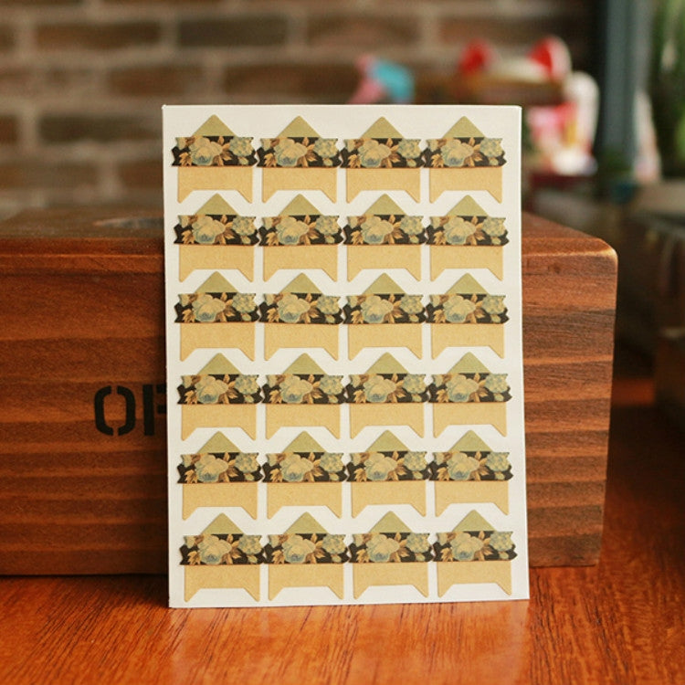 2 PCS Retro Flower Phase Corner Stickers Kraft Paper Corner Stickers