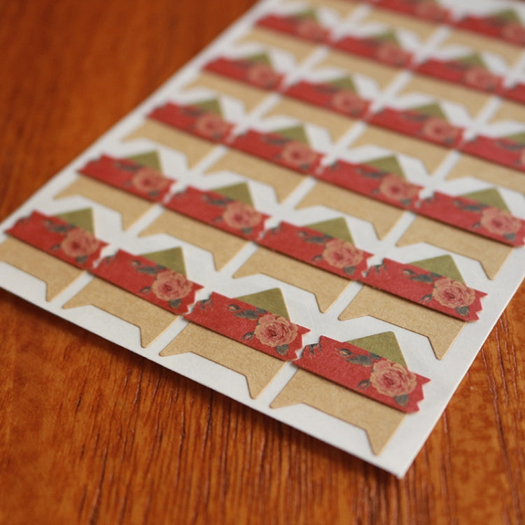 2 PCS Retro Flower Phase Corner Stickers Kraft Paper Corner Stickers