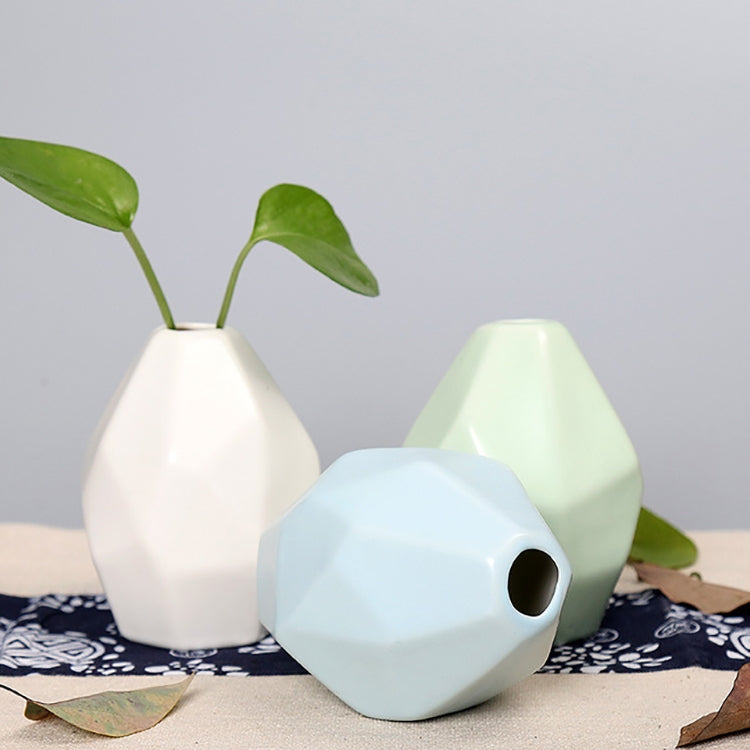 Home Garden Rhombus Pattern Mini Ceramic Vase Wedding Garden Plant Decoration