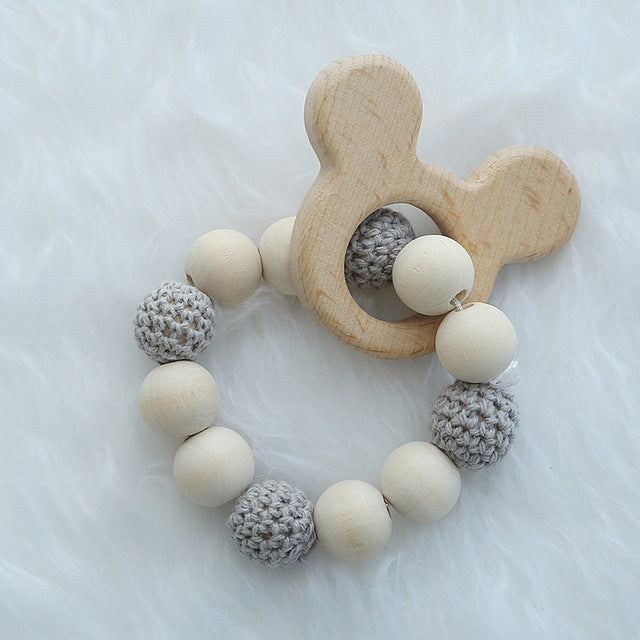 Baby Cart Wooden Handstring Hanging Baby Bed Hanging(Gray)