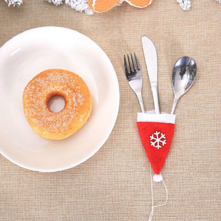 2 Bags Merry Christmas Knife Fork Tableware Holder Snowflakes Christmas Hat Christmas Decorations(Red)