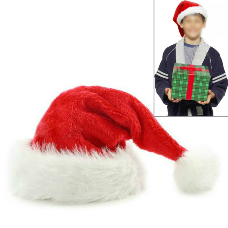 Dense Velvet Plush Christmas Hats Christmas Holiday Christmas Cap for Santa Claus(Red)