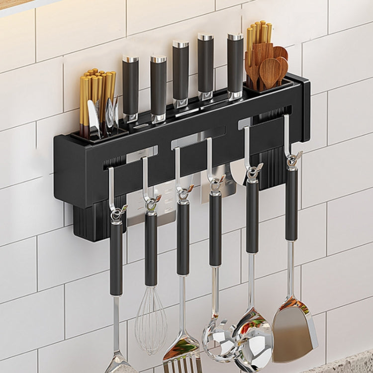 Kitchen Wall-mounted Rack Free Punching Chopsticks Holder, Color:Black 40cm