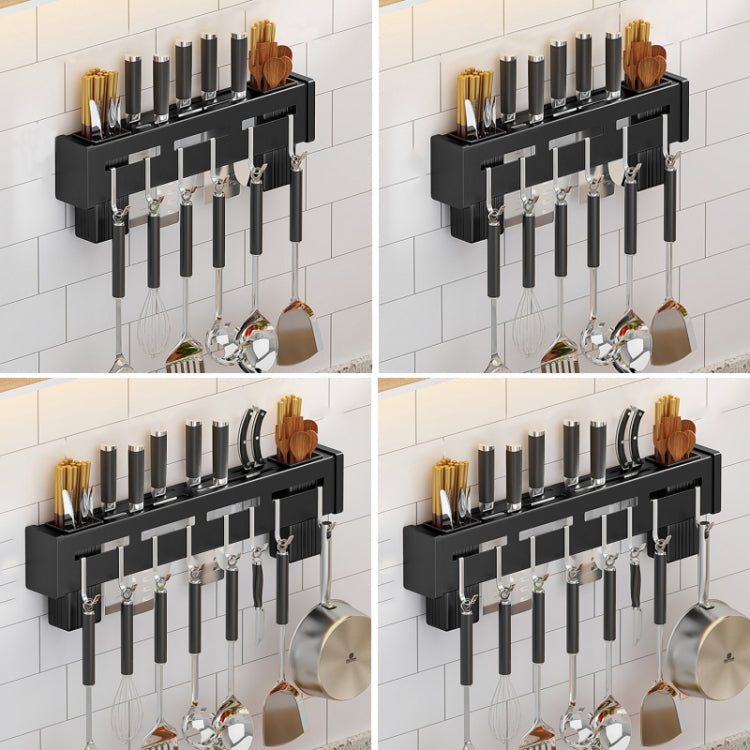Kitchen Wall-mounted Rack Free Punching Chopsticks Holder, Color:Black 50cm