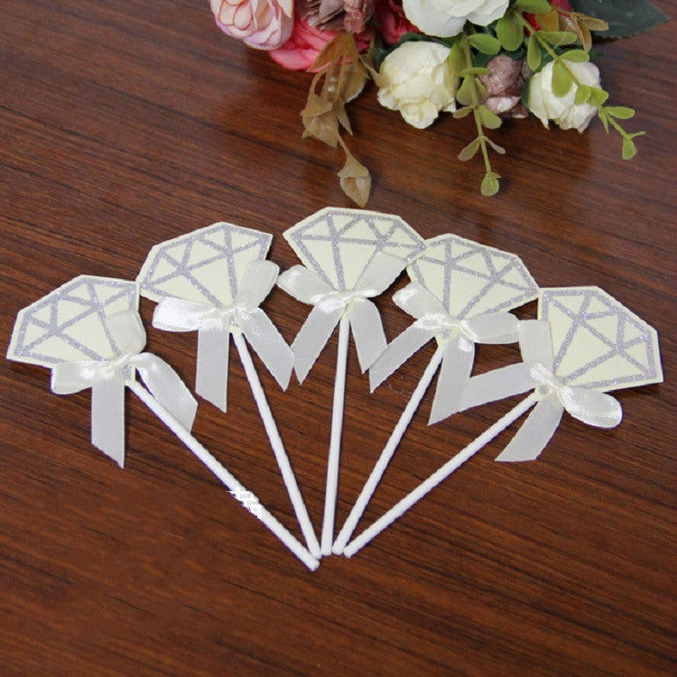 5 Packs Diamond Cake Birthday Inserted Card Wedding Party Dessert Table Decoration Supplies