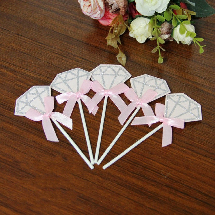 5 Packs Diamond Cake Birthday Inserted Card Wedding Party Dessert Table Decoration Supplies