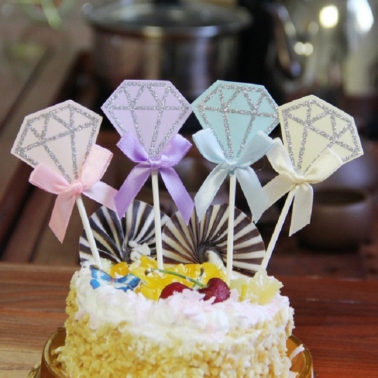 5 Packs Diamond Cake Birthday Inserted Card Wedding Party Dessert Table Decoration Supplies