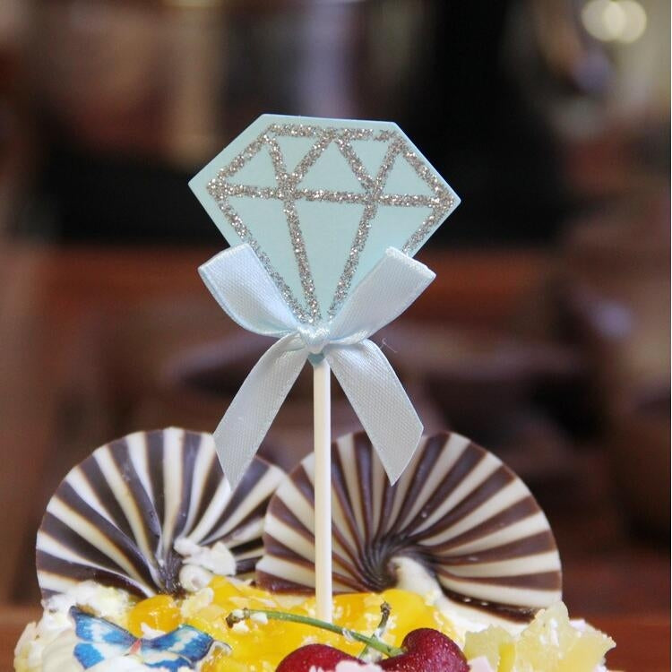 5 Packs Diamond Cake Birthday Inserted Card Wedding Party Dessert Table Decoration Supplies