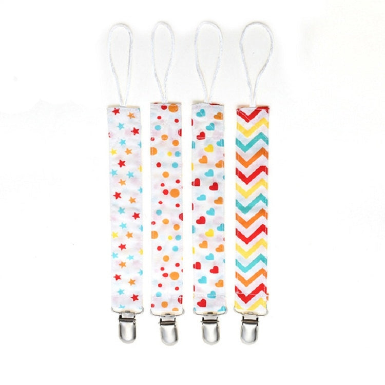 4 PCS/Set Baby Pacifier Chain Clip Cotton Double Printed Pacifier Chain