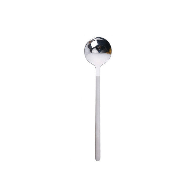 Mini Accessories Coffee Spoon Kitchen Dessertspoon Dining Round Shape Coffee Stainless Steel Home, Size:13cm