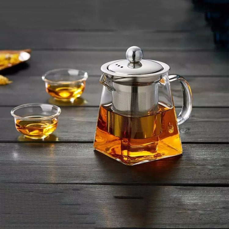 2 PCS Stainless Steel Infuser Filter Clear Heat Resistant Glass Tea Pot(350ml)