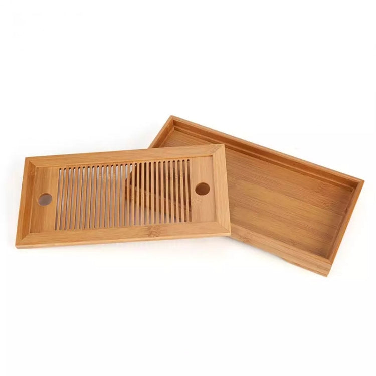 2 PCS Bamboo Tea Trays Kung Fu Tea Accessories Tea Tray Table With Drain Rack(primary color)