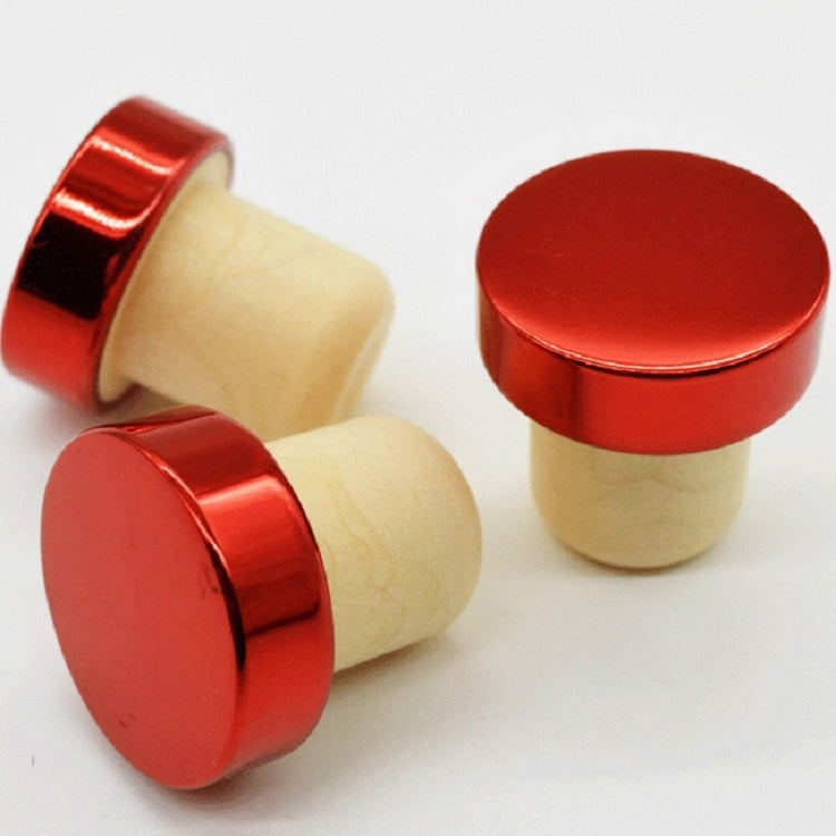 Polymer Wine Stopper Cork Oak Stoppers with Metal Iron Cover, Color:Red