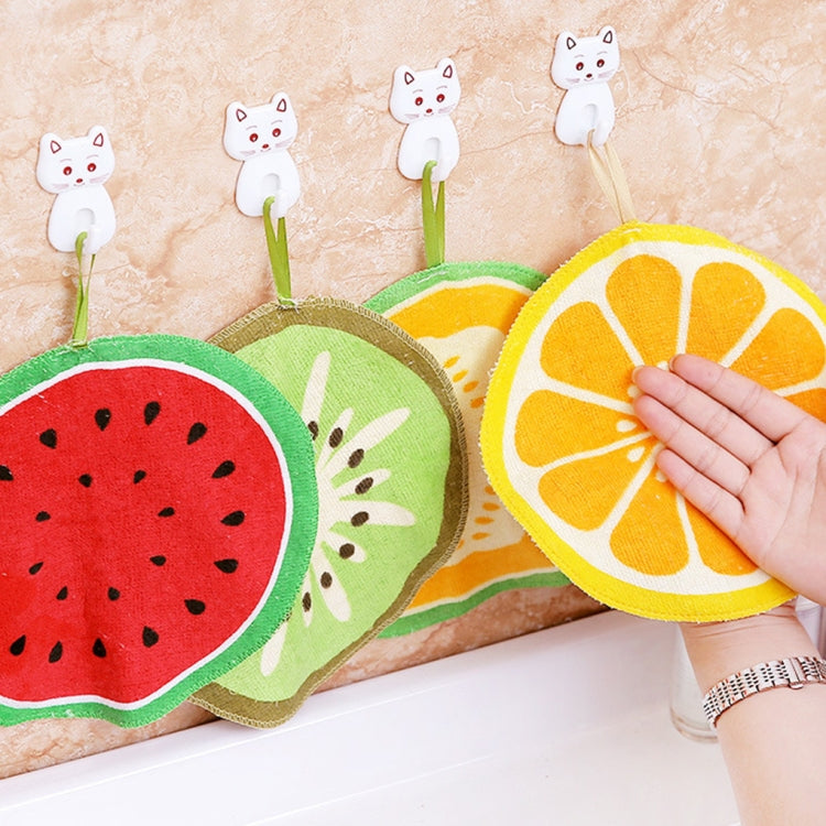 2 PCS Baby Kids Round Cotton Hand Towel Kitchen Fruit Wipe Dishcloth Hanging Towels
