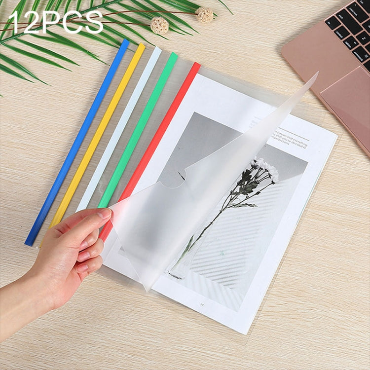 10 PCS A4 Folder Transparent PP Report Cover Spine Bar Folder, Random Color Delivery 12 mixed color