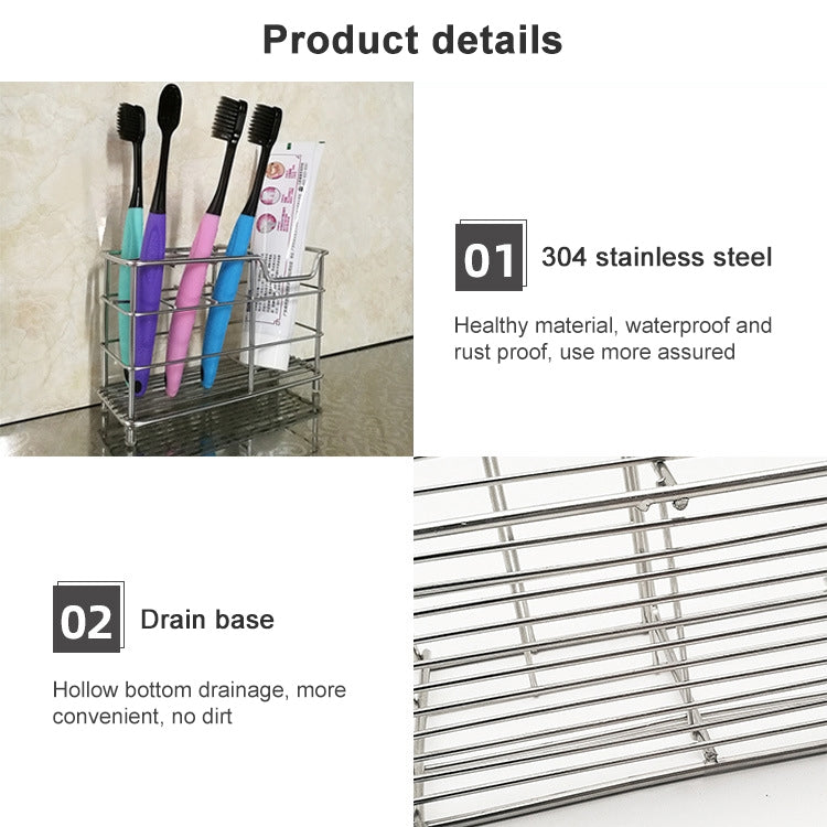 Stainless Steel Toothbrush Toothpaste Rack Plaid Pen Holder Storage Rack