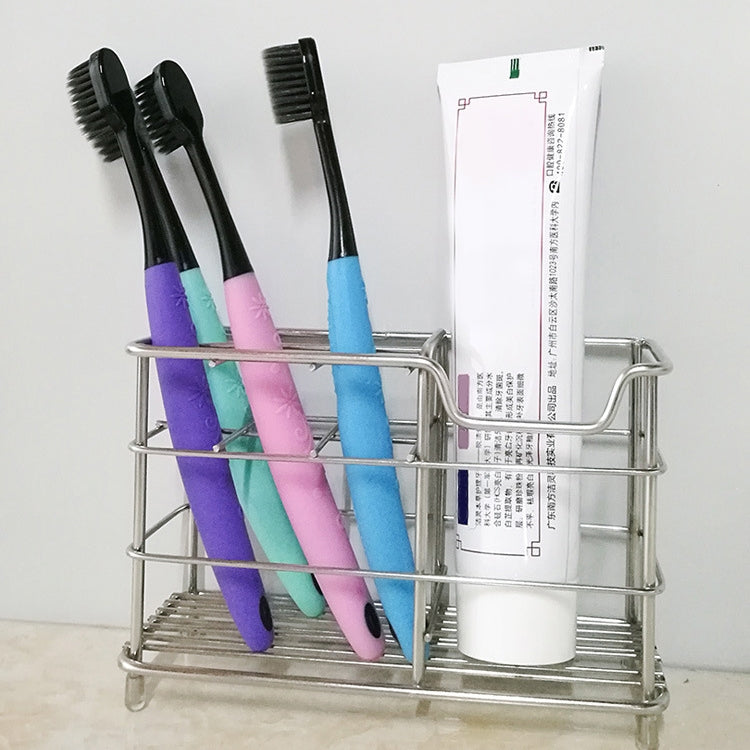 Stainless Steel Toothbrush Toothpaste Rack Plaid Pen Holder Storage Rack