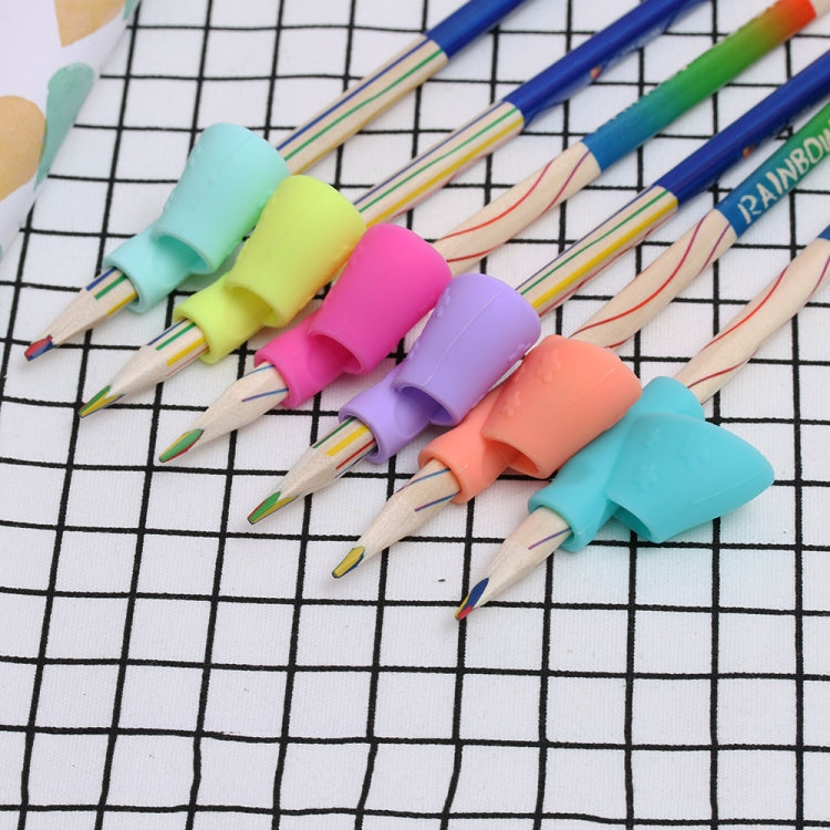 6 PCS / Set?Flowers Pattern Holding Pen Posture Corrector Silicone Pen Case Writing Posture Tools