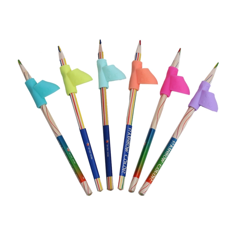 6 PCS / Set?Flowers Pattern Holding Pen Posture Corrector Silicone Pen Case Writing Posture Tools