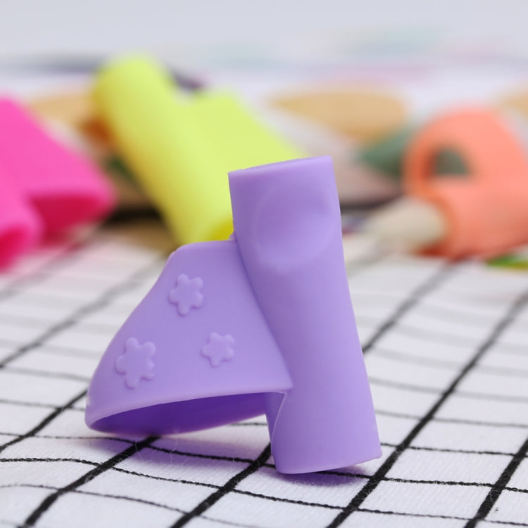 6 PCS / Set?Flowers Pattern Holding Pen Posture Corrector Silicone Pen Case Writing Posture Tools