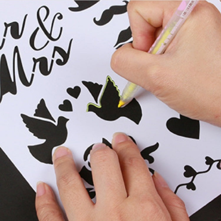 2 PCS Children Painting Theme Template Ruler Tool Hollow Drawing Board, Pattern Random Delivery