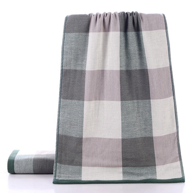32-Strand Cotton Gauze Checked Bath Towel(Green)