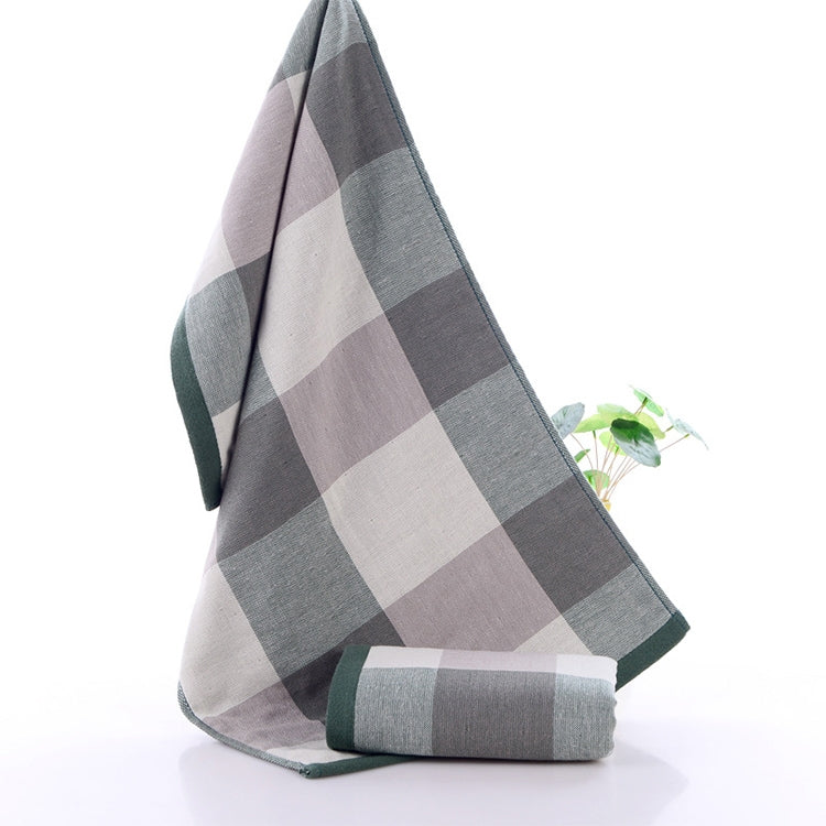 32-Strand Cotton Gauze Checked Bath Towel(Green)