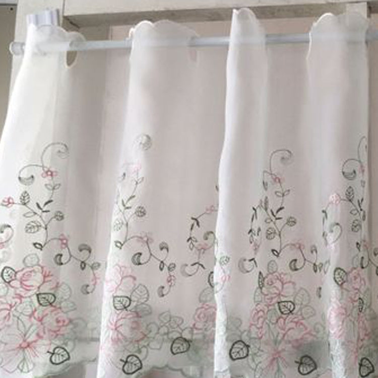 Simple Pastoral Embroidery Flower Window Bbalcony Flower Window Tulle Curtain, Size: 150cm x 65cm