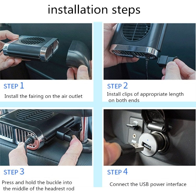 2 PCS F405 Car Seat Back USB Cooling Fan