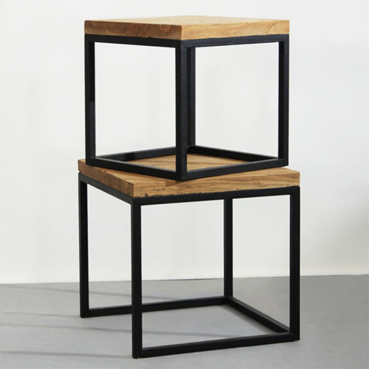 Vintage European and American Style Garden Multifunctional Wrought Iron Wood Coffee Table