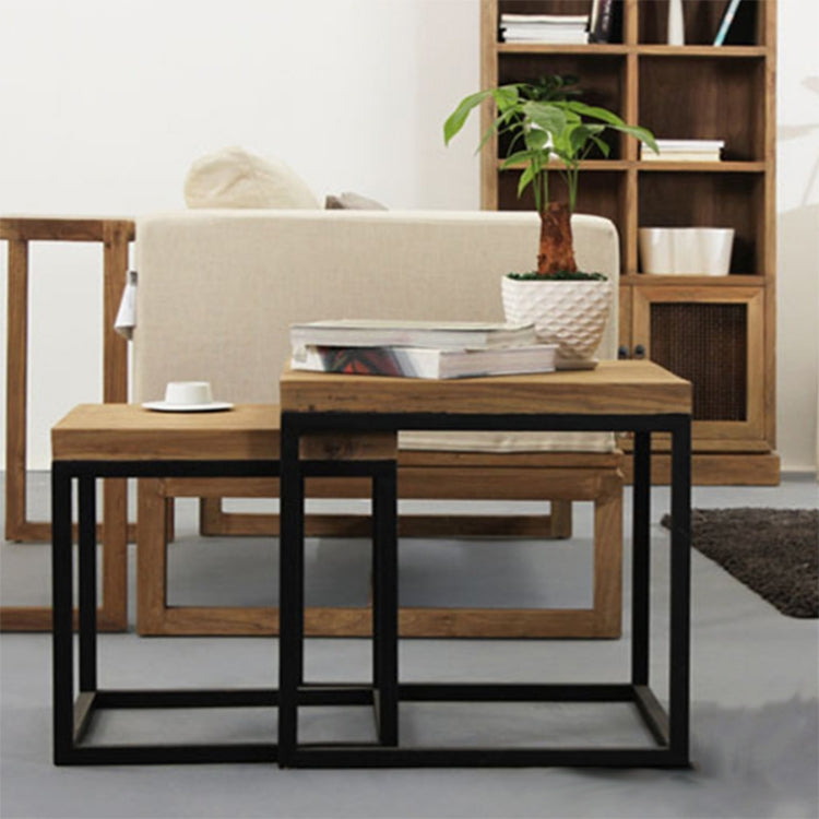 Vintage European and American Style Garden Multifunctional Wrought Iron Wood Coffee Table