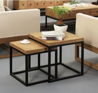 Vintage European and American Style Garden Multifunctional Wrought Iron Wood Coffee Table