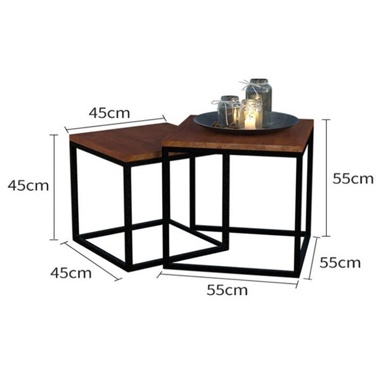 Vintage European and American Style Garden Multifunctional Wrought Iron Wood Coffee Table
