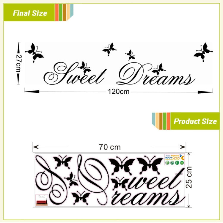2 PCS Sweet Dreams Wall Stickers Bedroom DIY Home Decoration