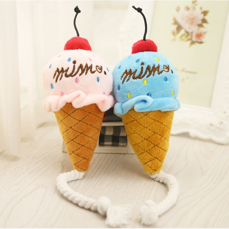 2 PCS Dog Plush Squeak Toy Pet Cat Chew Ice Cream Play Toys