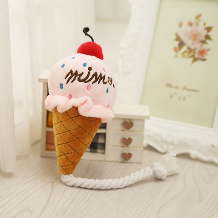 2 PCS Dog Plush Squeak Toy Pet Cat Chew Ice Cream Play Toys