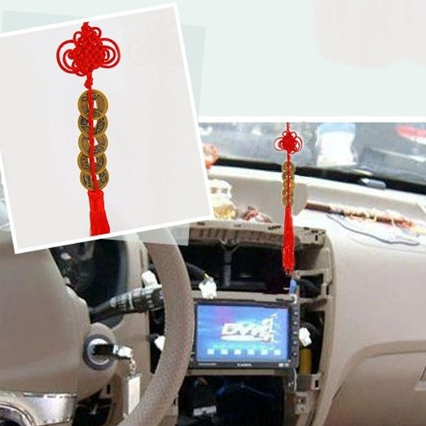 3 PCS Chinese Knot Old Copper Coin Mascot Car Hanging Decoration, Specification:Ten Coins