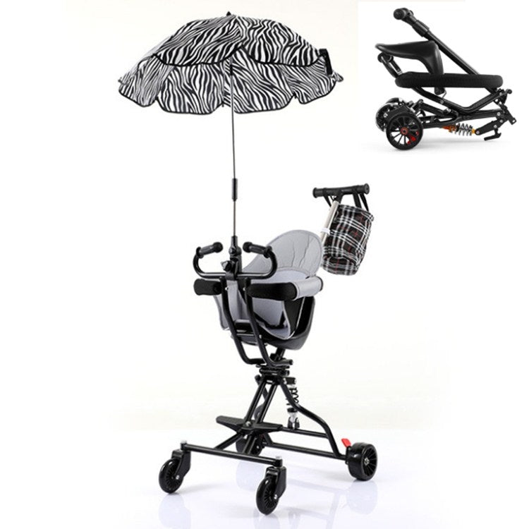 One-click Folding Baby Stroller, Color:Black1 Umbrella Cushion Basket