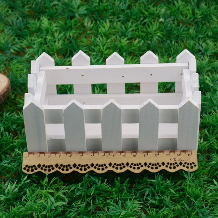 16cm Wooden Fence Small Tea Bud Garden Simulation Flower Kit Plant Pots Balcony Decor(Yellow)