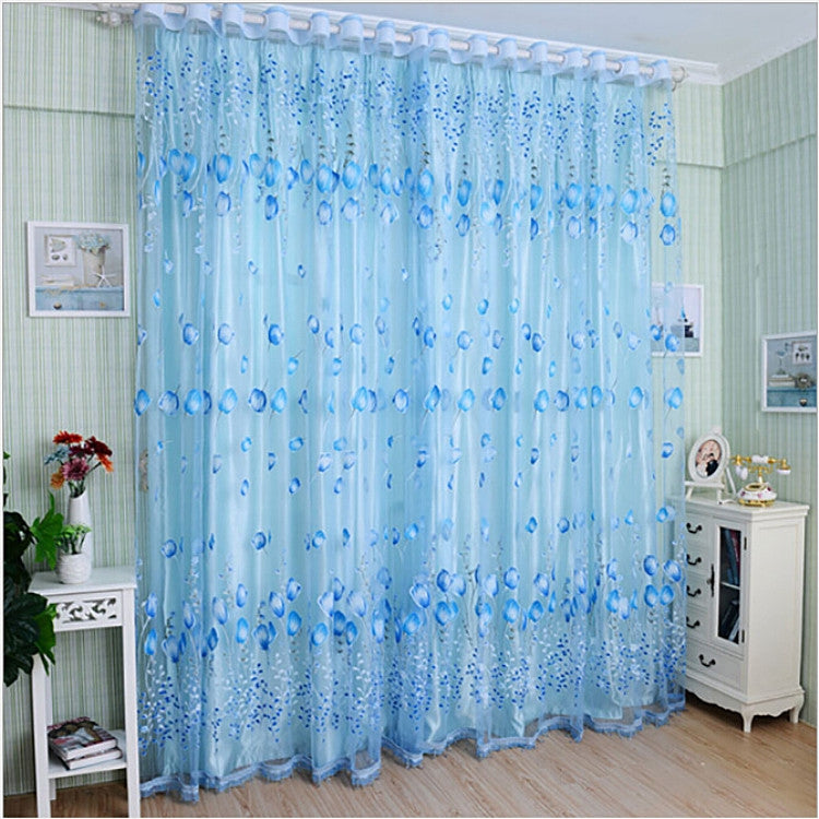 Tulip Print Curtain Bedroom Living Room Balcony Tulle Sunshade Curtain, Size:100x200CM