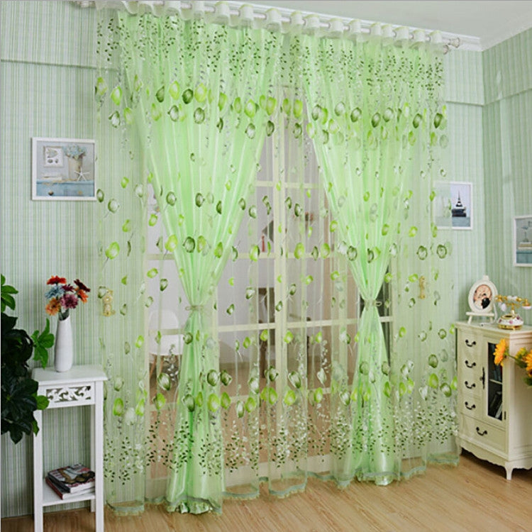 Tulip Print Curtain Bedroom Living Room Balcony Tulle Sunshade Curtain, Size:100x200CM