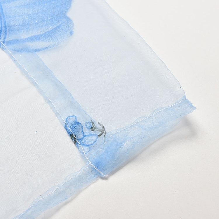 Tulip Print Curtain Bedroom Living Room Balcony Tulle Sunshade Curtain, Size:100x200CM With Bead