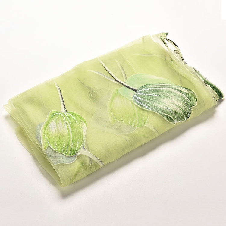 Tulip Print Curtain Bedroom Living Room Balcony Tulle Sunshade Curtain, Size:100x200CM With Bead