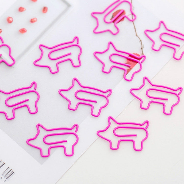 30 PCS Pink Piggy Paper Clips Student Paper Clip Office Storage Folder