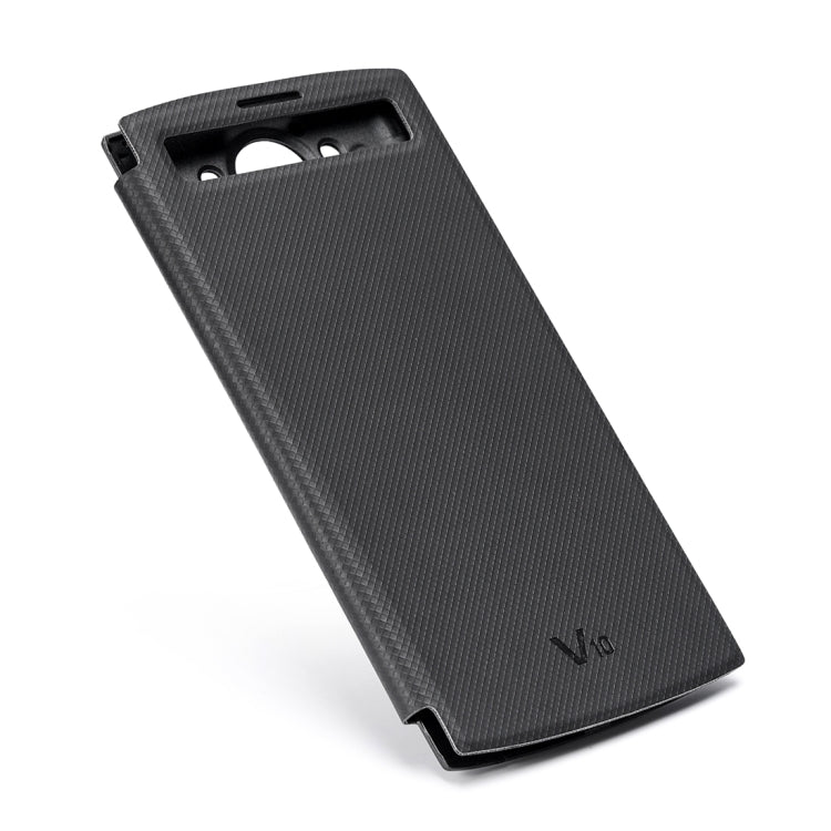 For LG V10 Wireless Charger Receiver Smart Flip Leather Case with Call Display ID(Black)