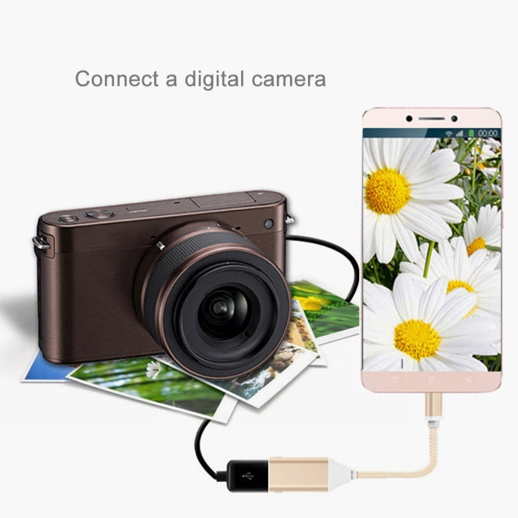 1M 2 in 1 USB-C / Type-C to OTG & USB Data Sync Cable Charging Cable , For Galaxy S8 & S8 + / LG G6 / Huawei P10 & P10 Plus / Xiaomi Mi 6 & Max 2 and other Smartphones(Gold)