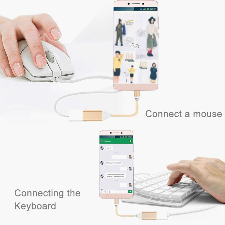 1M 2 in 1 USB-C / Type-C to OTG & USB Data Sync Cable Charging Cable , For Galaxy S8 & S8 + / LG G6 / Huawei P10 & P10 Plus / Xiaomi Mi 6 & Max 2 and other Smartphones(Gold)