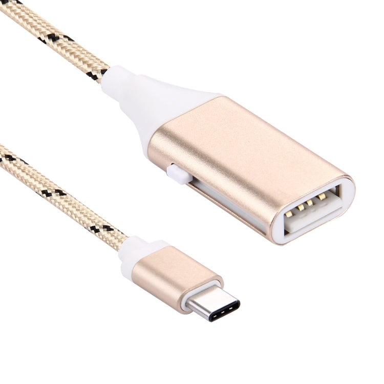 1M 2 in 1 USB-C / Type-C to OTG & USB Data Sync Cable Charging Cable , For Galaxy S8 & S8 + / LG G6 / Huawei P10 & P10 Plus / Xiaomi Mi 6 & Max 2 and other Smartphones(Gold)