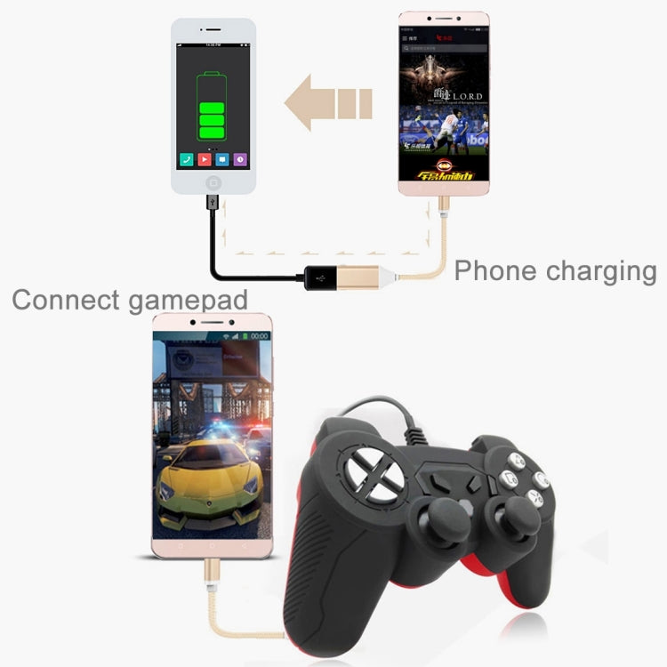 1M 2 in 1 USB-C / Type-C to OTG & USB Data Sync Cable Charging Cable , For Galaxy S8 & S8 + / LG G6 / Huawei P10 & P10 Plus / Xiaomi Mi 6 & Max 2 and other Smartphones(Gold)